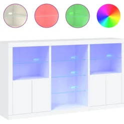 vidaXL Sideboards>Skänk med LED-belysning vit 181,5x37x100 cm