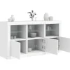 vidaXL Sideboards>Skänk med LED-belysning vit 123x37x67 cm