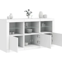 vidaXL Sideboards>Skänk med LED-belysning vit 123x37x67 cm