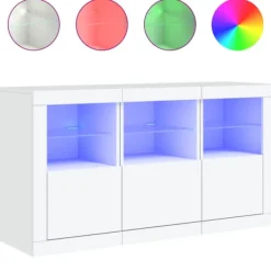 vidaXL Sideboards>Skänk med LED-belysning vit 123x37x67 cm