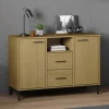 vidaXL Sideboards>Skänk med metallben OSLO brun 113x40x77 cm massivt trä