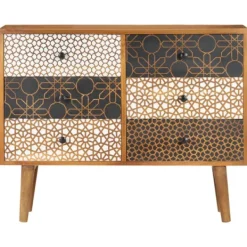 vidaXL Byråer>Skänk med mönster 90x30x70 cm massivt mangoträ