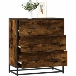 vidaXL Byråer>Skänk rökfärgad ek 68x35x76 cm konstruerat trä och metall