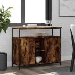 vidaXL Sideboards>Skänk rökfärgad ek 100x35x80 cm konstruerat trä