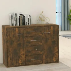 vidaXL Byråer>Skänk rökfärgad ek 88x30x65 cm konstruerat trä