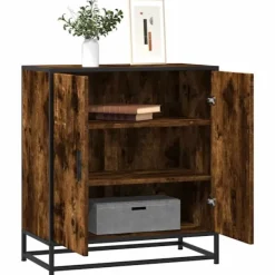 vidaXL Skåp>Skänk rökfärgad ek 68x35x76 cm konstruerat trä och metall