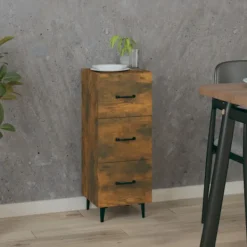 vidaXL Byråer>Skänk rökfärgad ek 34,5x34x90 cm konstruerat trä