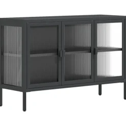 vidaXL Skåp>Skänk svart 105x35x70 cm glas och stål