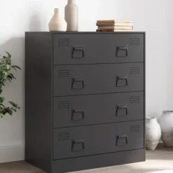 vidaXL Byråer>Skänk svart 67x39x83 cm stål