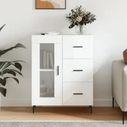 vidaXL Skåp>Skänk vit högglans 69,5x34x90 cm konstruerat trä