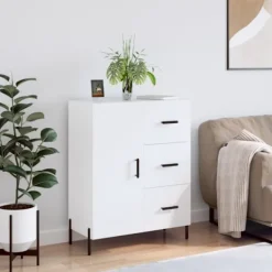 vidaXL Byråer>Skänk vit högglans 69,5x34x90 cm konstruerat trä