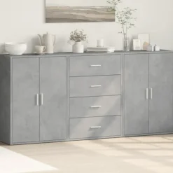 vidaXL Sideboards>Skänkar 3 st betonggrå 60x31x84 cm konstruerat trä