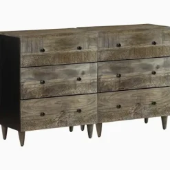 vidaXL Byråer>Skänkar 2 st ljusgrå 60x33,5x75 cm mango i massivt trä