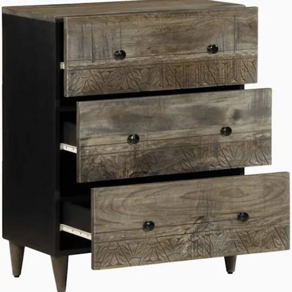 vidaXL Byråer>Skänkar 2 st ljusgrå 60x33,5x75 cm mango i massivt trä