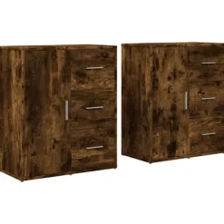 vidaXL Sideboards>Skänkar 2 st rökfärgad ek 60x31x70 cm konstruerat trä