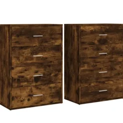 vidaXL Byråer>Skänkar 2 st rökfärgad ek 60x31x84 cm konstruerat trä