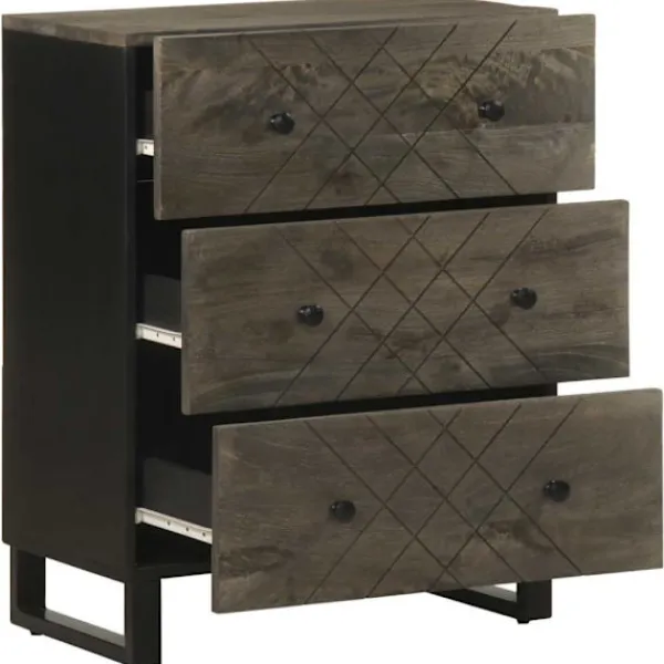 vidaXL Byråer>Skänkar 2 st svart 60x33x75 cm massivt mangoträ