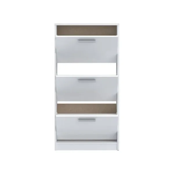 MAC Skåp>Skoskåp - 6 par - Mattvit - 3 nedfällbara dörrar - B58,2 x D20,4 x H115,5 cm -