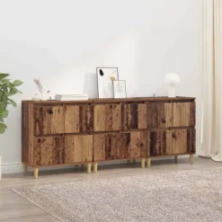 vidaXL Sideboards>Skåp 3 pcs Gammalt trä 60 x 35 x 70 cm Konstruerat trä