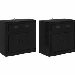 vidaXL Sideboards>Skåp 2 pcs Svart Ek 70 x 35,5 x 67,5 cm Konstruerat trä