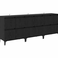 vidaXL Sideboards>Skåp 3 pcs Svart Ek 60 x 35 x 70 cm Konstruerat trä