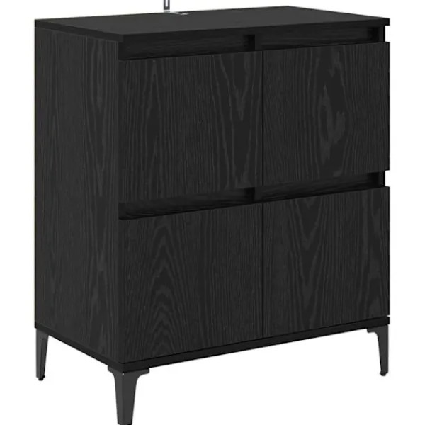 vidaXL Sideboards>Skåp 3 pcs Svart Ek 60 x 35 x 70 cm Konstruerat trä