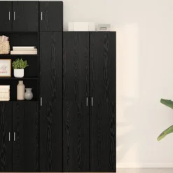 vidaXL Skåp>Skåp 2 pcs Svart Ek 70 x 42,5 x 185 cm
