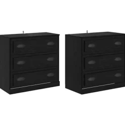 vidaXL Byråer>Skåp 2 pcs Svart Ek 70 x 35,5 x 67,5 cm Konstruerat trä