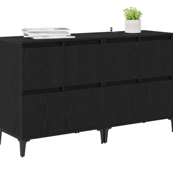 vidaXL Sideboards>Skåp 2 pcs Svart Ek 60 x 35 x 70 cm Konstruerat trä