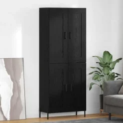 vidaXL Skåp>Skåp 2 pcs Svart Ek Konstruerat trä