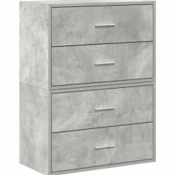 vidaXL Byråer>Skåp med 2 lådor 2 st betonggrå 60x31x40 cm konstruerat trä