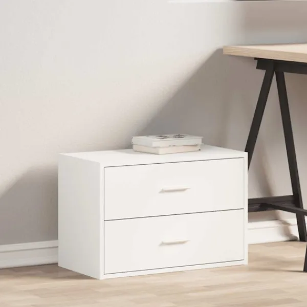 vidaXL Byråer>Skåp med 2 lådor vit 60x31x40 cm konstruerat trä