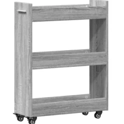 vidaXL Köksö>Skåp med hjul grå sonoma-ek 60x22x79 cm konstruerat trä
