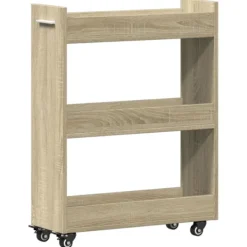 vidaXL Köksö>Skåp med hjul sonoma-ek 60x22x79 cm konstruerat trä