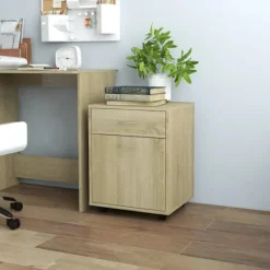 vidaXL Kontorsmöbler>Skåp med hjul sonoma-ek 45x38x54 cm konstruerat trä