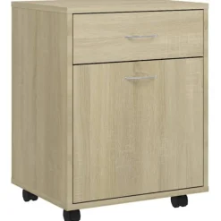 vidaXL Kontorsmöbler>Skåp med hjul sonoma-ek 45x38x54 cm konstruerat trä
