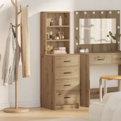 vidaXL Sminkbord>Skåp med låda artisan ek 40 x 41 x 135 cm Konstruerat trä