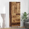vidaXL Skåp>Skåp med låda Gammalt trä 69,5 x 34 x 180 cm Konstruerat trä