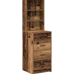 vidaXL Sminkbord>Skåp med låda Gammalt trä 40 x 41 x 135 cm Konstruerat trä