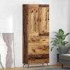 vidaXL Skåp>Skåp med låda Gammalt trä 69,5 x 34 x 180 cm Konstruerat trä