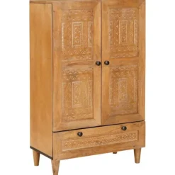 vidaXL Skåp>Skåp med låda Ljusbrun 60 x 33 x 100 cm massivt mangoträ