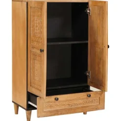 vidaXL Skåp>Skåp med låda Ljusbrun 60 x 33 x 100 cm massivt mangoträ