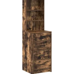 vidaXL Sminkbord>Skåp med låda Rökfärgad ek 40 x 41 x 135 cm Konstruerat trä