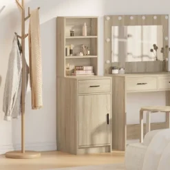 vidaXL Sminkbord>Skåp med låda Sonoma-ek 40 x 40,5 x 135 cm Konstruerat trä