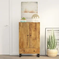 vidaXL Skåp>Skåp med låda 60x33x100 cm massivt mangoträ och järn