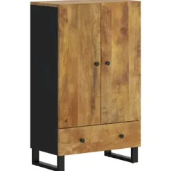 vidaXL Skåp>Skåp med låda 60x33x100 cm massivt mangoträ och järn