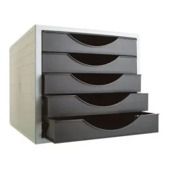 Kontorsmöbler>Skåp med lådor - Archivo 2000 - Serie 4000 - 5 lådor - A4 - Svart svart