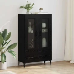 vidaXL Skåp>Skåp Svart Ek 70 x 31 x 115 cm Konstruerat trä och järn