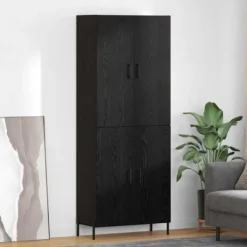 vidaXL Skåp>Skåp Väggmonterad Svart Ek 69,5 x 34 x 180 cm Konstruerat trä