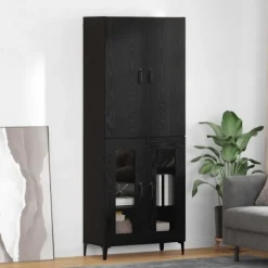 vidaXL Skåp>Skåp Väggmonterad Svart Ek 69,5 x 34 x 180 cm Konstruerat trä